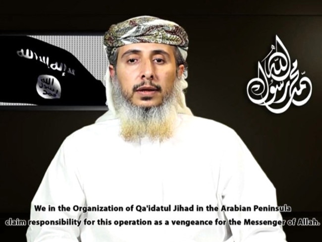 On video ... Nasr al-Ansi in a still taken from a propaganda video posted online by Al-Malahem Media, the media arm of Al-Qaeda in the Arabian Peninsula (AQAP). Picture: AFP