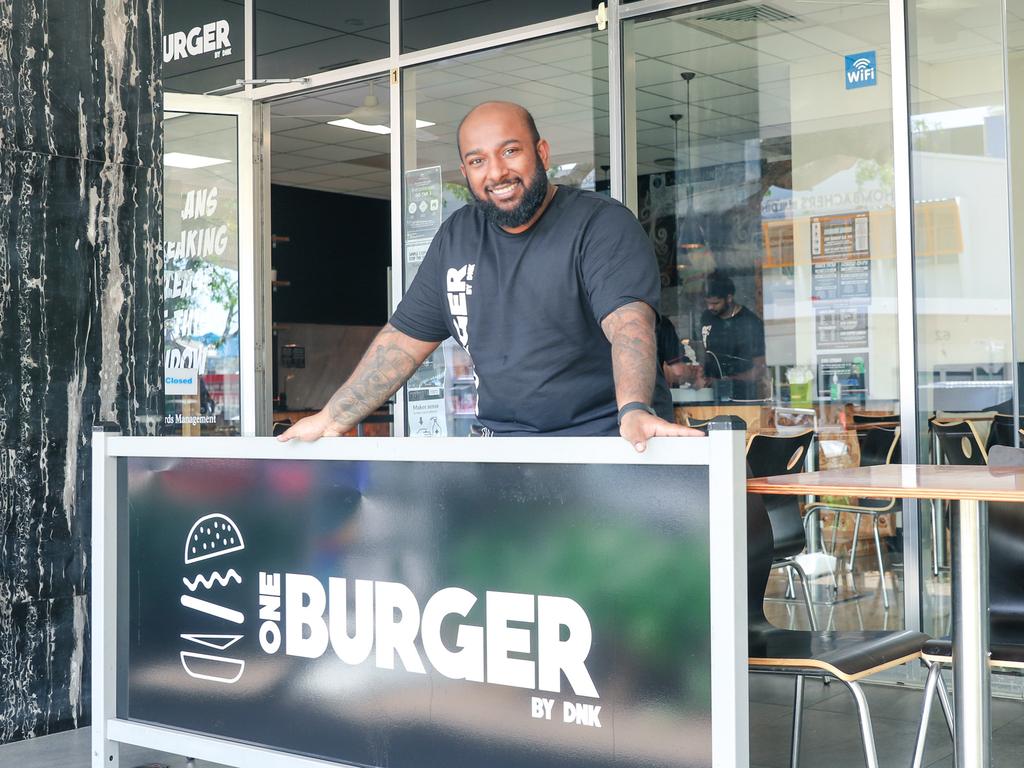 Dhanushka Marasingha outside his late night burger bar on Smith St. Picture: Glenn Campbell