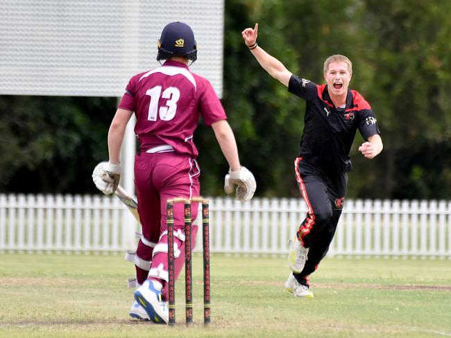 Terrace bowler George HalesGPS First XI cricket between Terrace and Ipswich Grammar SchoolSaturday February 1, 2025. Picture, John Gass