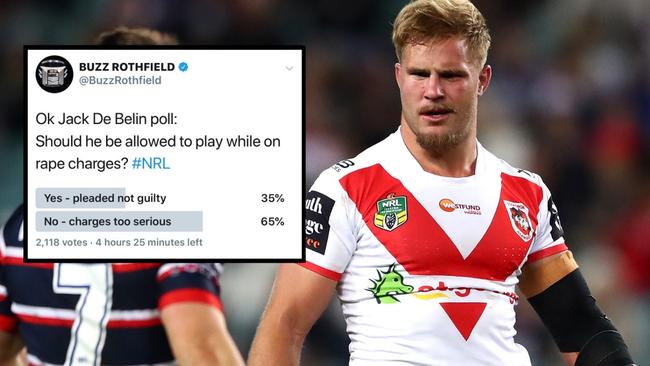 The debate is raging on how the NRL should act on Jack de Belin.