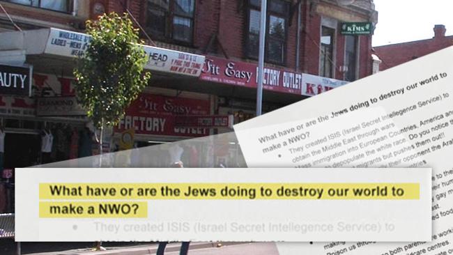 Anti-Semitic flyers have been distributed around Melbourne's Footscray.