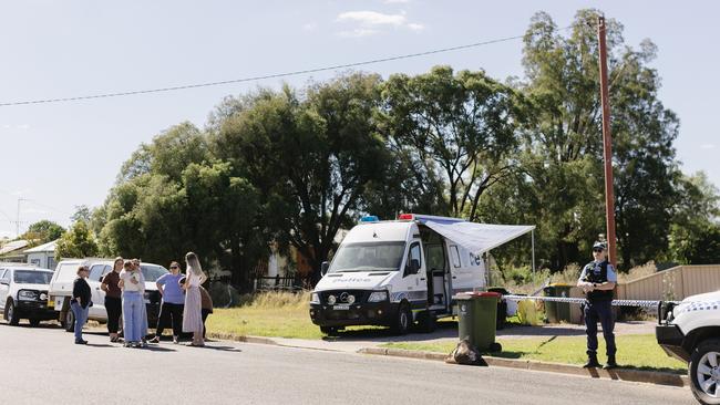 Police remained at the crime scene on Tuesday. Picture: Hannah Hodgkinson