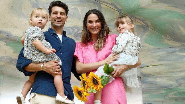 Matty Johnson, Laura Byrne and daughters Marlie-Mae and Lola.