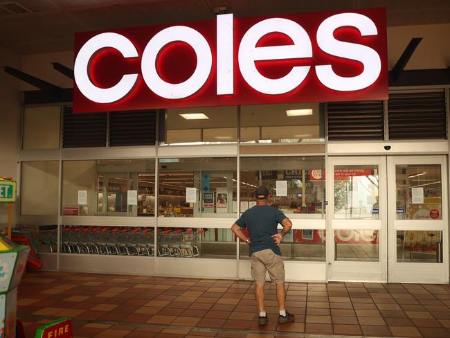 Coles supermarket is closed at Batemans Bay on Saturday. Picture: John Grainger