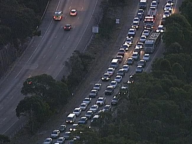 Traffic is banked up to 7 kilometres. Picture: Seven News