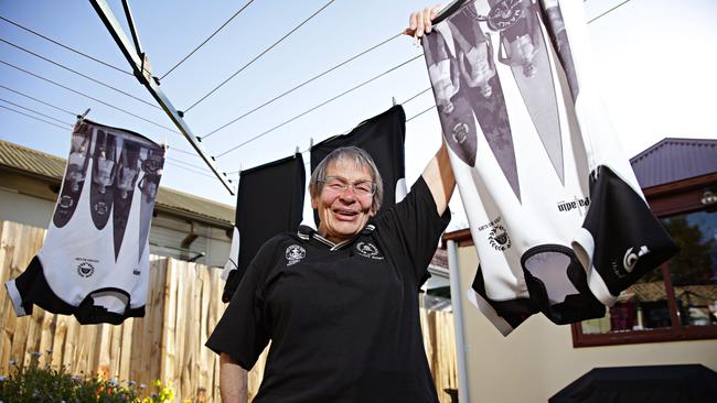 Jan Tricker with the Manly Savers laundry last season. Picture: Adam Yip