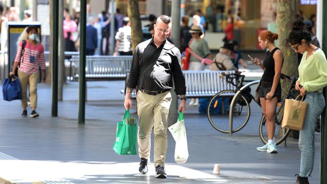 Shoppers on Bourke St in central Melbourne.