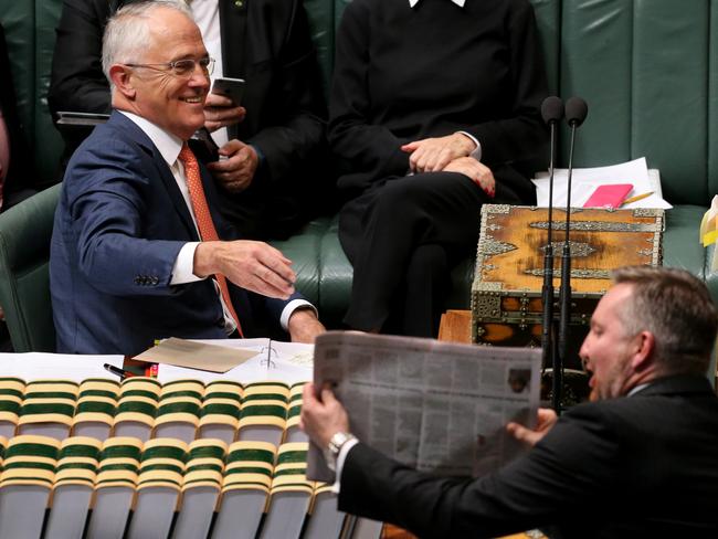 PM Malcolm Turnbull and  Shadow Treasurer Chris Bowen go toe to toe in the final day of Parliament before an election is called. Picture: Ray Strange