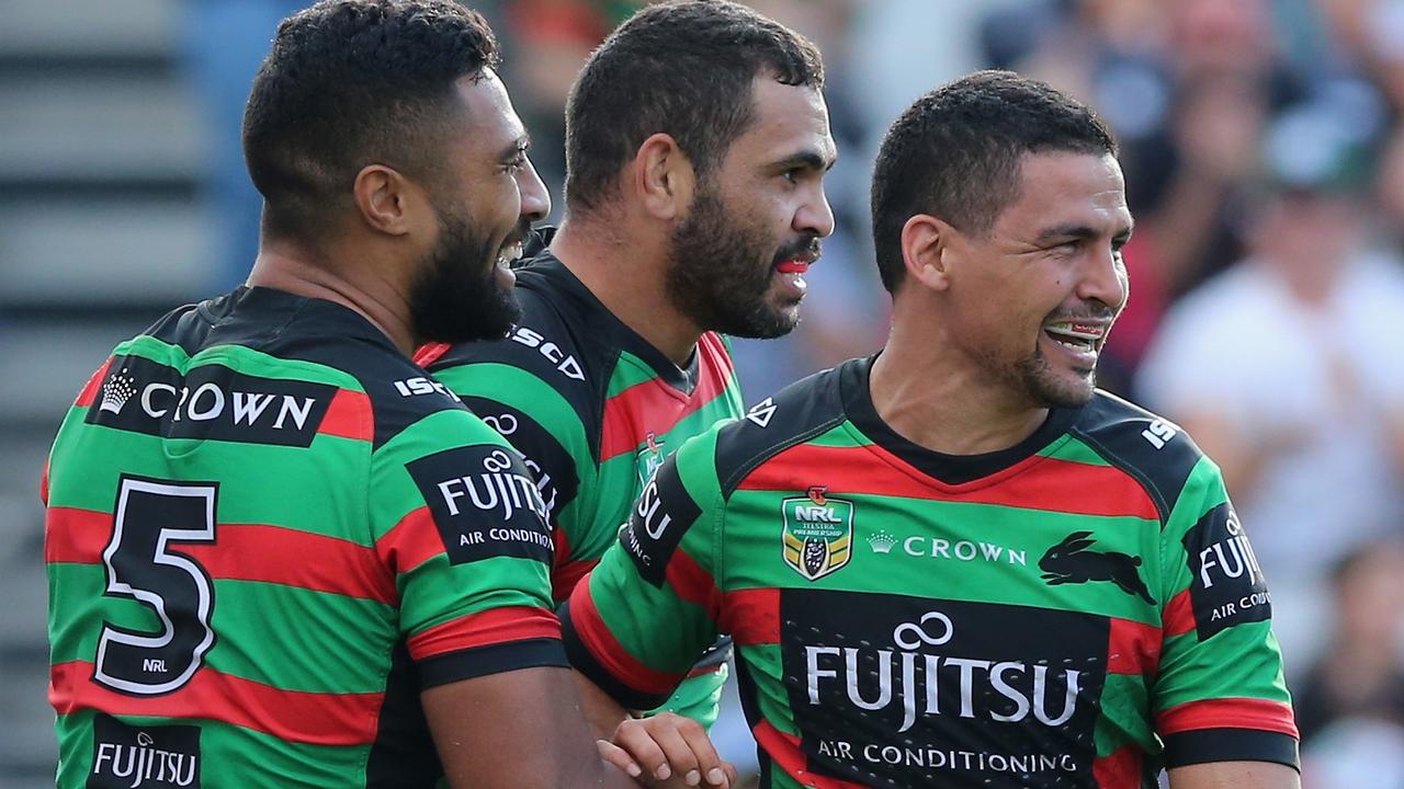 An 80m Greg Inglis try was the highlight of South Sydney’s win over the Raiders on Saturday. Photo: Ashley Feder