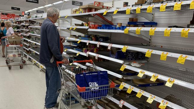 Increasingly empty shelves at Coles in Batemans Bay Picture: John Grainger