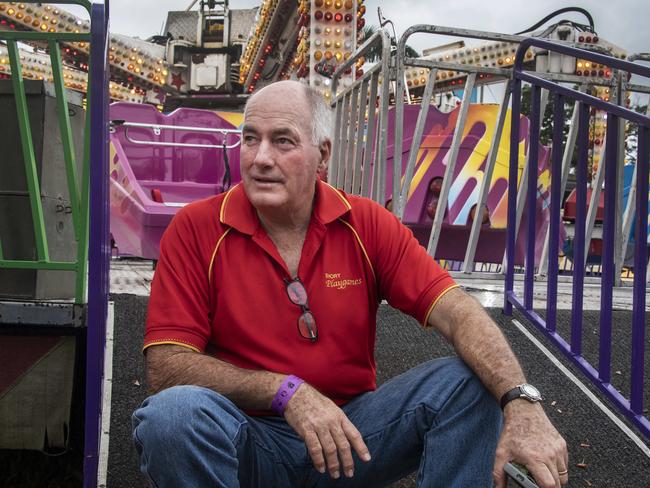 Innisfail Show is just country show that is facing a bleak future due to insurance issues and the ongoing pandemic. Third generation 'Showie' Peter Short  waits for customers during todays show in Innisfail. Photo: Brian Cassey