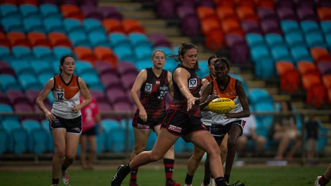 Krystal Russell as the NTFL Buffaloes' women side beat the Essendon Bombers. Picture: Pema Tamang Pakhrin