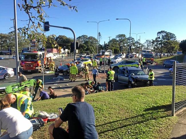 ##MUST CREDIT -Car accident Rothwell-A person has died and two children have been seriously injured in a crash north of Brisbane that witnesses described as the stuff nightmares are made of, with motorists warned to avoid the area. CREDIT -Moreton Alert