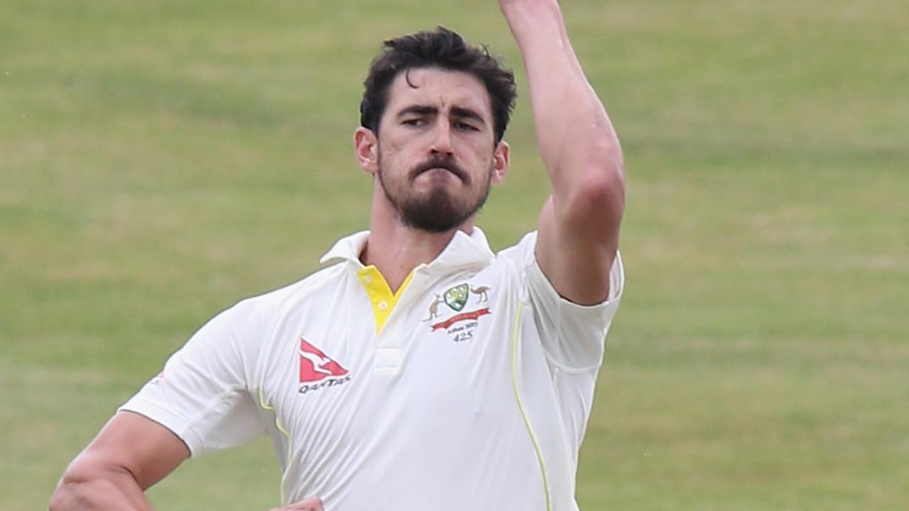 CHELMSFORD, ENGLAND - JULY 02: Mitchell Starc of Australia bowls during day two of the tour match between Essex and Australia at The Ford County Ground on July 2, 2015 in Chelmsford, England. (Photo by David Rogers/Getty Images)