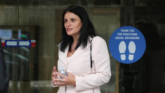 Natalie Baini, former vice president for the NSW Liberal's Reid branch, outside the Fair Work Commission in Sydney. Picture: Britta Campion