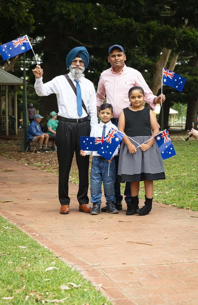 At Toowoomba Australia Day celebrations at Picnic Point are (from left) Major Singh, Prateek Vasanad, Vinod Vasanad and Kritika Vasanad, Sunday, January 26, 2025. Picture: Kevin Farmer