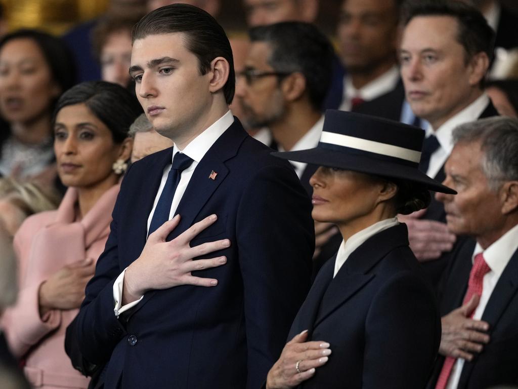 Barron Trump and first lady Melania Trump at the inauguration of Donald Trump in the U.S. Capitol Rotunda on January 20, 2025 in Washington, DC. Picture: Julia Demaree Nikhinson - Pool/Getty Images