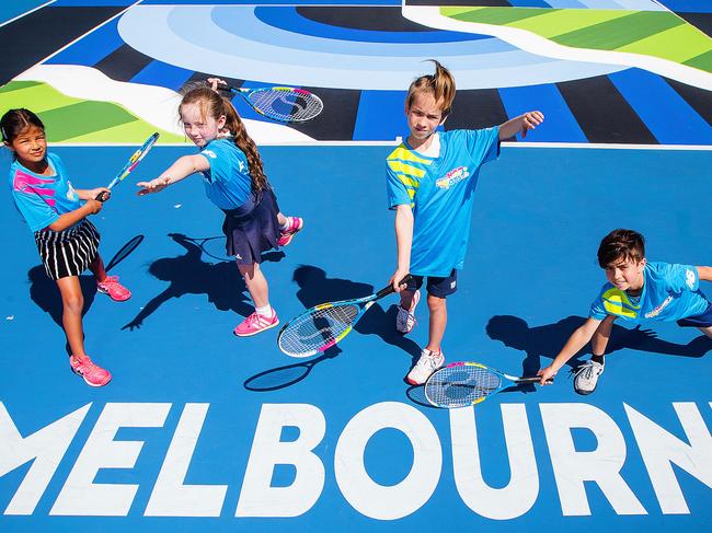 Maia, 9, Niamh, 8, Adrian, 9 and Manol, 10 enjoy a taste of the big time. Picture: Mark Stewart