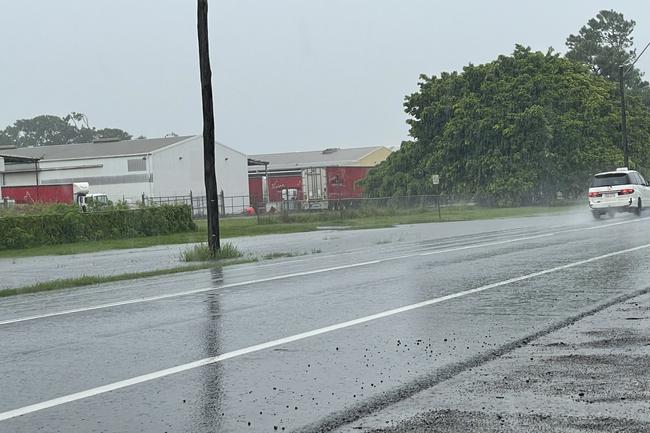 Water threatening to spill over Archibald St after 150mm hit Mackay overnight, with more rain predicted. Photo taken at 8am on February 4, 2025. Picture: Janessa Ekert