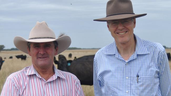 Beefed up: Minnamurra Pastoral Company manager Dennis Power and owner David Reid.