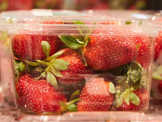 Strawberry punnets are seen at a supermarket in Sydney, Thursday, September 13, 2018. (AAP Image/Erik Anderson) NO ARCHIVING