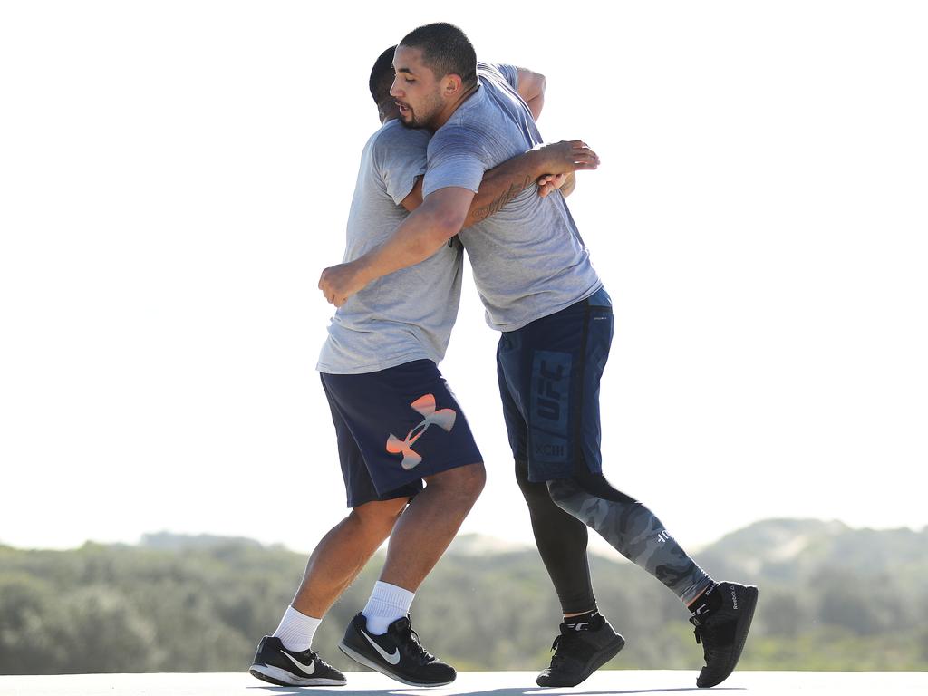 UFC fighter Rob Whittaker training at Wanda sand dunes, Cronulla. Picture: Brett Costello