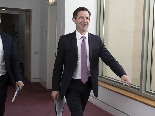 Simon Birmingham in the corridors of Parliament House today. Picture: NCA NewsWire / Gary Ramage