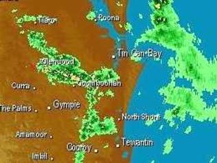 A moist onshore flow off the Cooloola Coast is likely to bring rain to the region today. Image courtesy of Weatherzone, 9.15am, Monday, March 20. Picture: Frances Klein