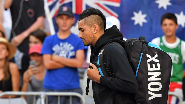 Nick Kyrgios has plenty of support for his match against Viktor Troicki. Picture: AFP