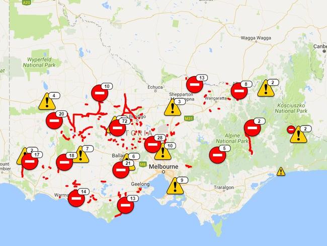 188 roads are closed due to flooding across Victoria.