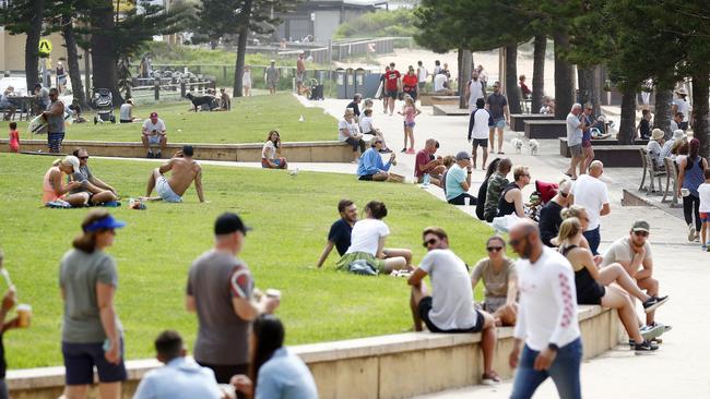 Locals at Dee Why Beach on March 28, 2020, pictured ignoring the government’s advise to stay away from public spaces. Picture: Sam Ruttyn