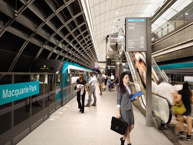 The platform at the new Macquarie Park Metro Station.