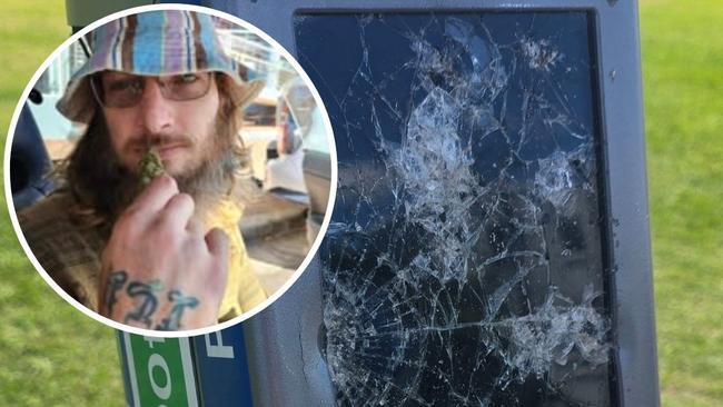 Mark Anthony Loucas Christopher, 37, faced Byron Bay Local Court on December 3, 2024 through a video link. He was charged with destroying property after damaging most of the 51 parking meters in town between October 19 and 20. Picture: Facebook