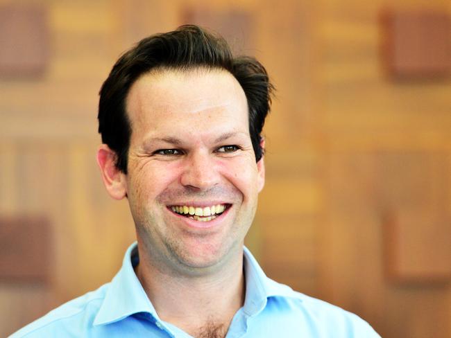 Liberal National Party Senator Matt Canavan talks with the media regarding the Adani coal mine. Picture: Zak Simmonds