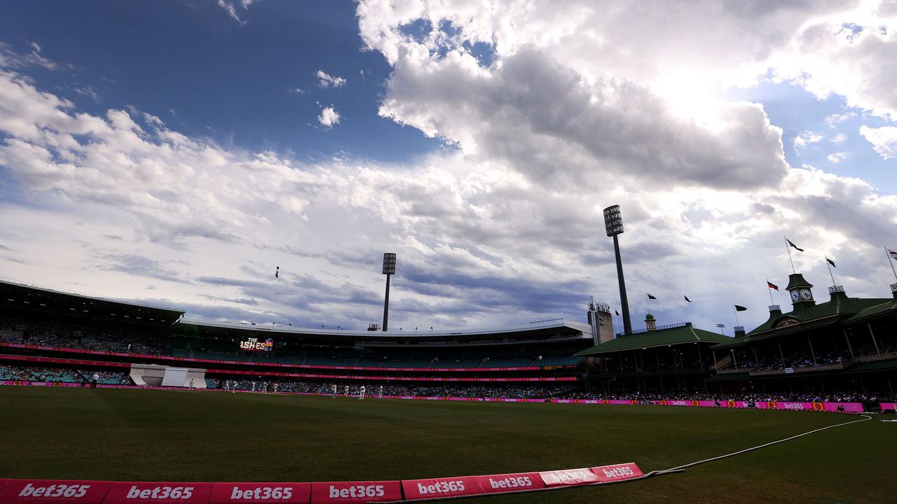 A general view is seen as storm clouds roll over Sydney Cricket Ground.