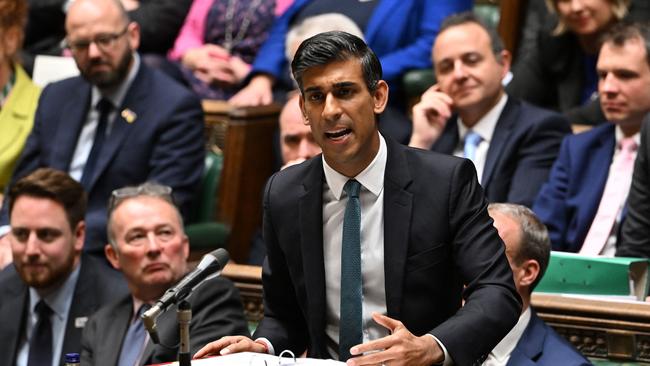 Britain's new Prime Minister Rishi Sunak during his first Prime Minister's Questions (PMQs) in the House of Commons in London on October 26.