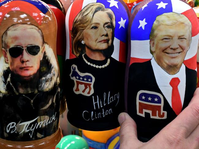 Traditional Russian Matryoshka dolls in a gift shop in Moscow as the world watches the outcome of the US election. Picture: AFP PHOTO / Kirill KUDRYAVTSEV.