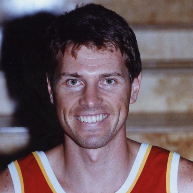 Graham Kubank in 1992 when he part of the Adelaide 36ers NBL side. His son Tom Kubank will line up with Forestville in the this weekend’s Basketball Challenge match against Sturt. Picture: News Corp