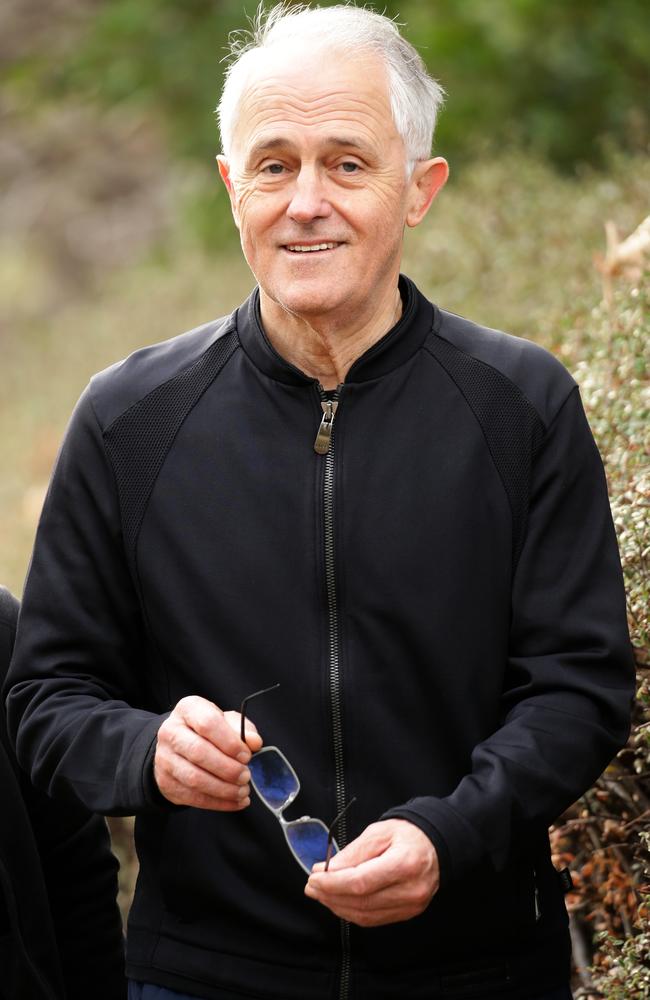 Malcolm Turnbull, pictured outside The Lodge in Canberra today as he left for a morning walk. Picture: Jonathan Ng