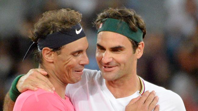 Roger Federer wants to partner Rafael Nadal in the doubles at the Laver Cup in his final match before retirement. Picture: AFP.