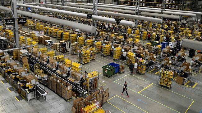 The Amazon fulfilment centre in Peterborough, east England. Picture: AFP