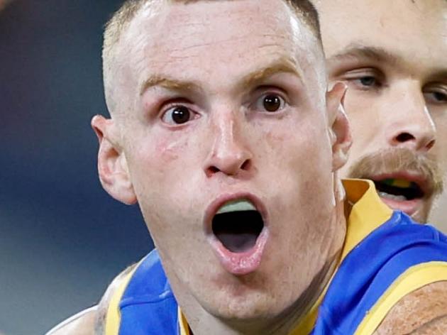 BRISBANE, AUSTRALIA - JUNE 11: Mitch Robinson of the Lions reacts to the umpire during the 2022 AFL Round 13 match between the Brisbane Lions and the St Kilda Saints at The Gabba on June 11, 2022 in Brisbane, Australia. (Photo by Russell Freeman/AFL Photos via Getty Images)