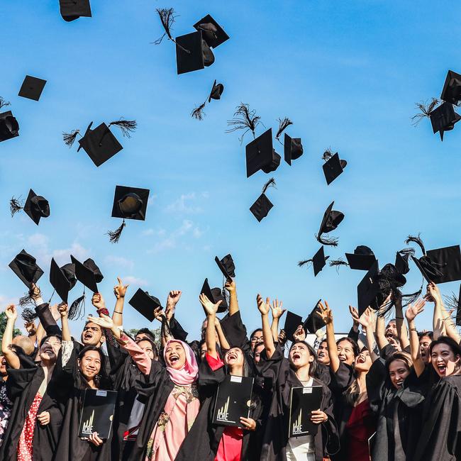 Celebrations as more than 70 international students from the International College of Advanced Education graduate. Picture: Glenn Campbell