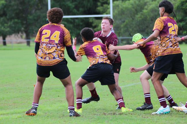 Ballymore Cup rugby action at the Albany Creek Brumbies Junior Rugby Union Club on Friday, April 12, 2024.