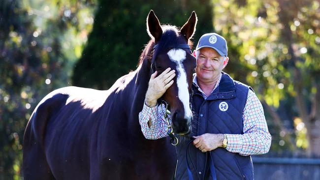 Trainer David Hayes with Cup favourite Constantinople. Picture: Aaron Francis