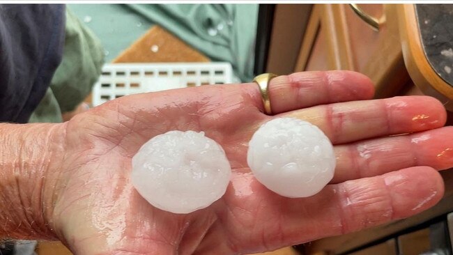 Large hailstones were also seen in many of the storms like these found near Primorse Sands in Tasmania.