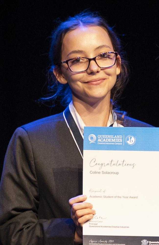 Queensland Academies Creative Industries Campus Academic Student of the Year Coline Solacroup and Lola Hamilton. Picture: Julie Wilson