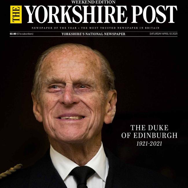 Yorkshire Post front page after Prince Philip death.