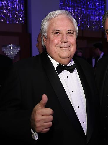 Clive Palmer meeting the National Press Club manager Maurice Reilly at the Mid Winter Ball. Pic by Gary Ramage