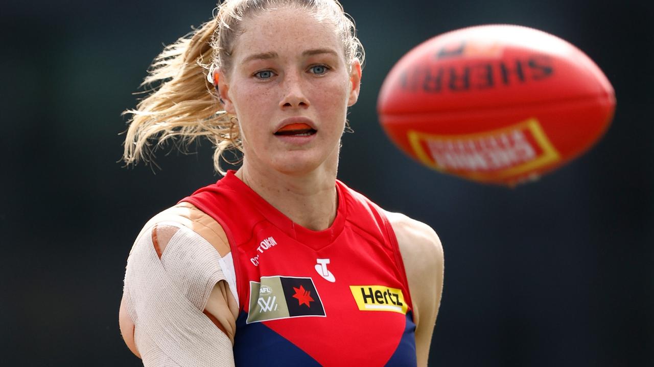 Tayla Harris of the Demons (Photo by Michael Willson/AFL Photos via Getty Images)